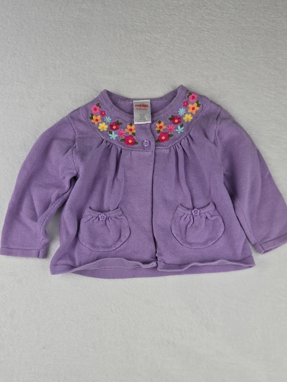 Gymboree Lilac Embroidered Flower Sweater Size 6-12M
